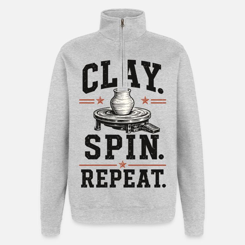 Clay Spin Repeat Ceramic Shirt - Quarter-Zip Sweatshirt - heather grey