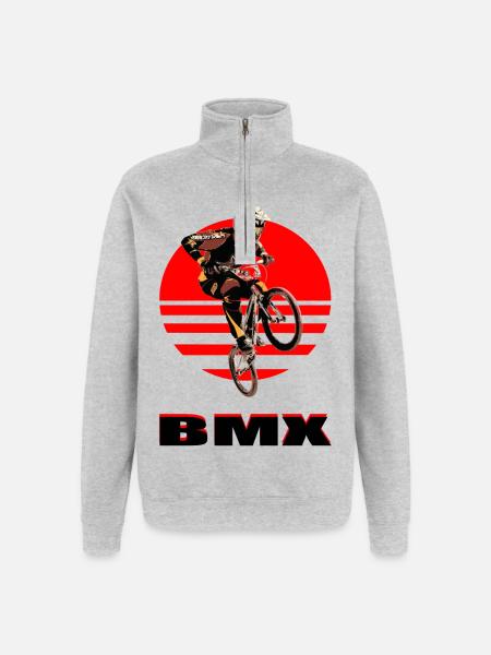 BMX Bike - Quarter-Zip Sweatshirt - heather grey
