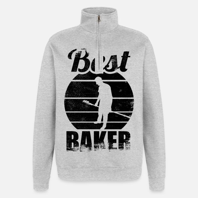 Bäcker - Quarter-Zip-Sweatshirt - Grau meliert