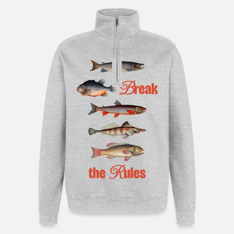 Break the Rules – Retro Fish Art - Quarter-Zip Sweatshirt - heather grey