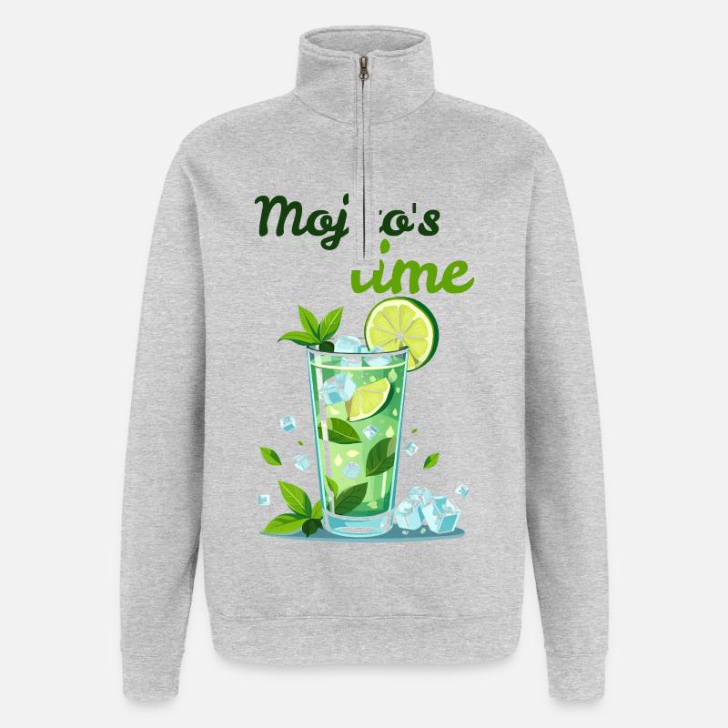 Cocktail mojito par Helfspawn - Sweat à zip 1/4 - gris chiné