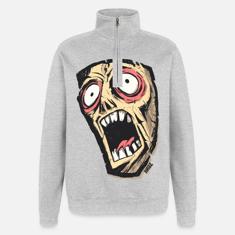 Psychedelic Screaming Skull - Quarter-Zip Sweatshirt - heather grey