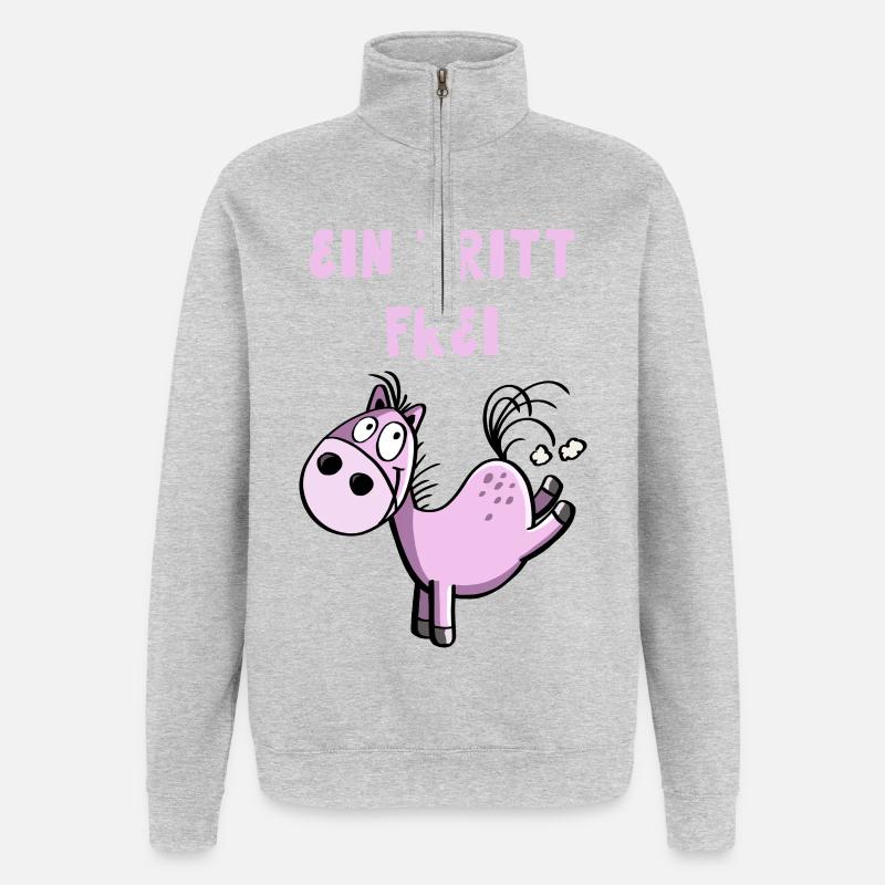 Ein Tritt Frei Pferdchen - Quarter-Zip-Sweatshirt - Grau meliert