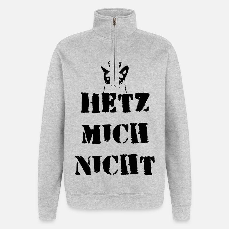 Hetz mich nit - Quarter-Zip-Sweatshirt - Grau meliert