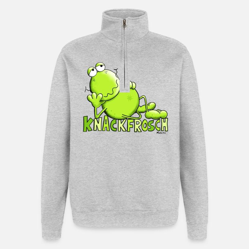 Knackfrosch - Quarter-Zip-Sweatshirt - Grau meliert