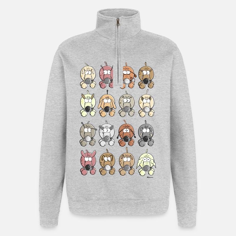 Beaucoup de Chiens - Sweat à zip 1/4 - gris chiné