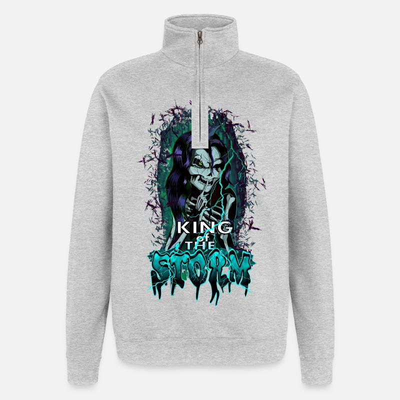 König der Angst - Quarter-Zip-Sweatshirt - Grau meliert