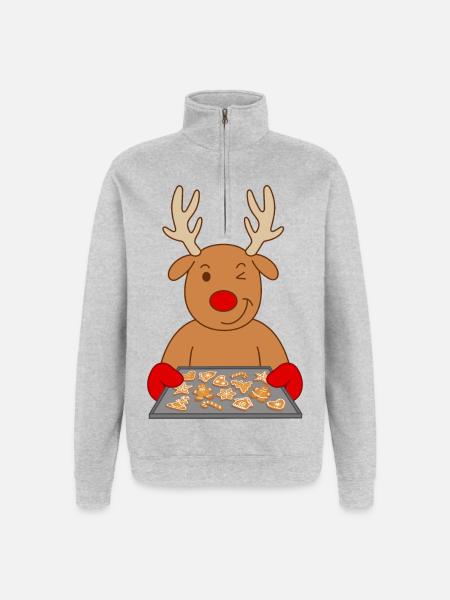 Reindeer Christmas biscuits Baking cookies - Quarter-Zip Sweatshirt - heather grey