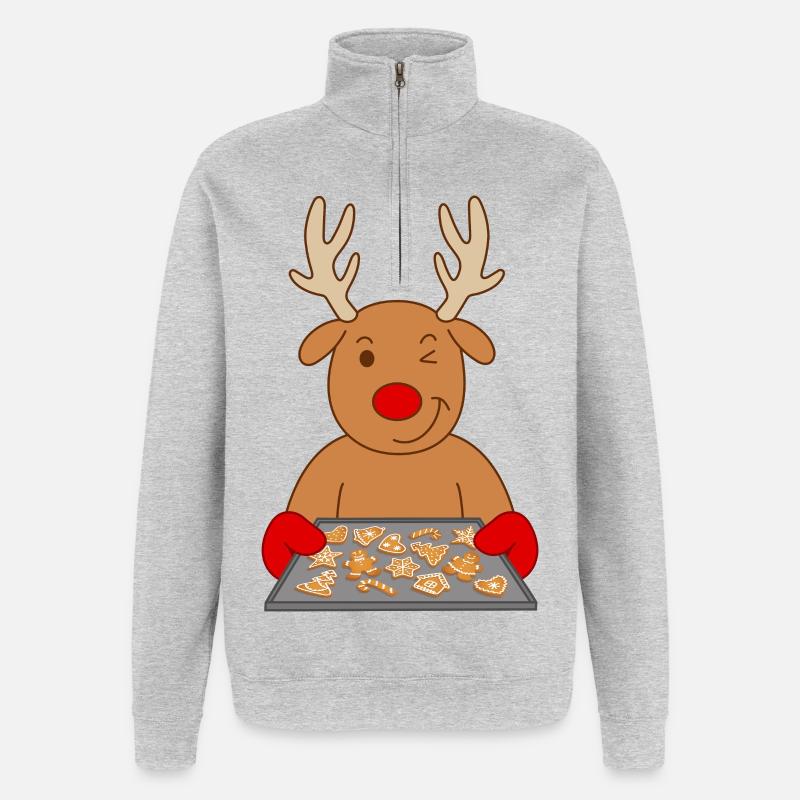 Reindeer Christmas biscuits Baking cookies - Quarter-Zip Sweatshirt - heather grey