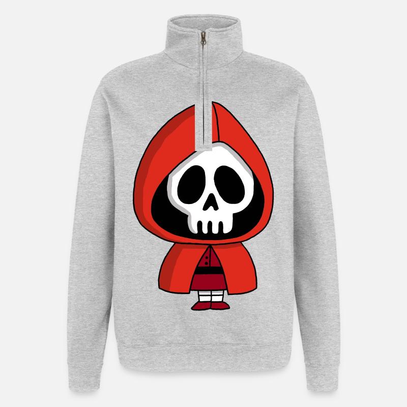 Skelett Rotkäppchen - Quarter-Zip-Sweatshirt - Grau meliert