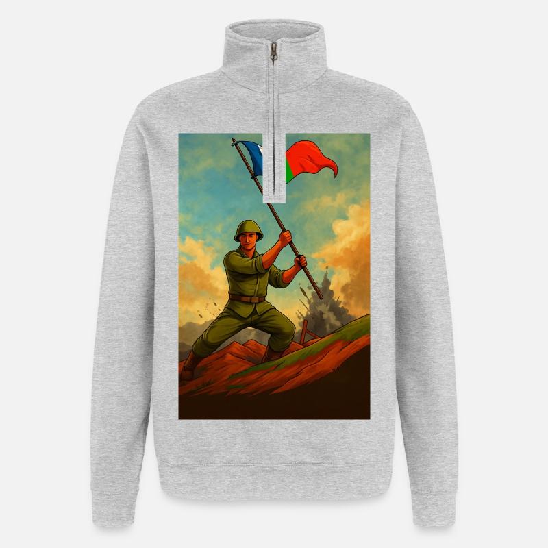 FIRST GENERATION MOLUCCANS - Quarter-Zip Sweatshirt - heather grey