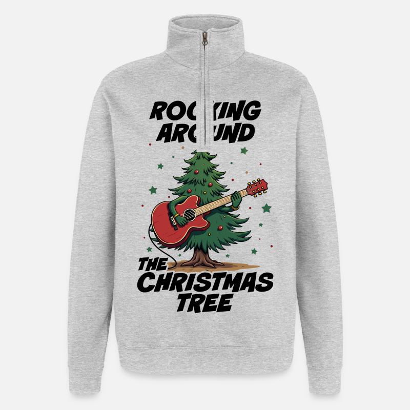 Rocking around the Christmas Tree - Quarter-Zip Sweatshirt - heather grey