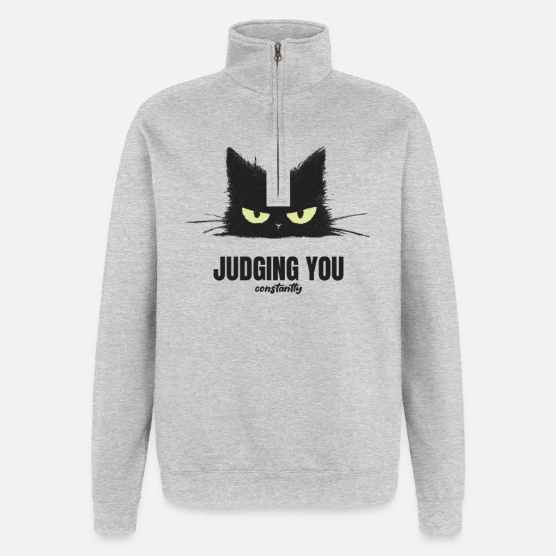 The Judgment Cat - Quarter-Zip Sweatshirt - heather grey