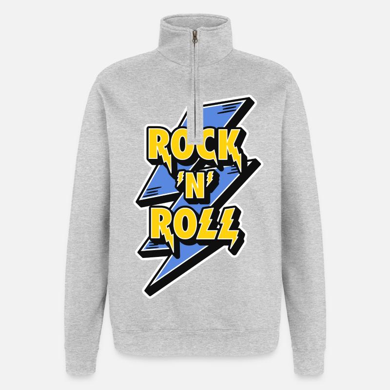Foudre du rock 'n' roll - Sweat à zip 1/4 - gris chiné