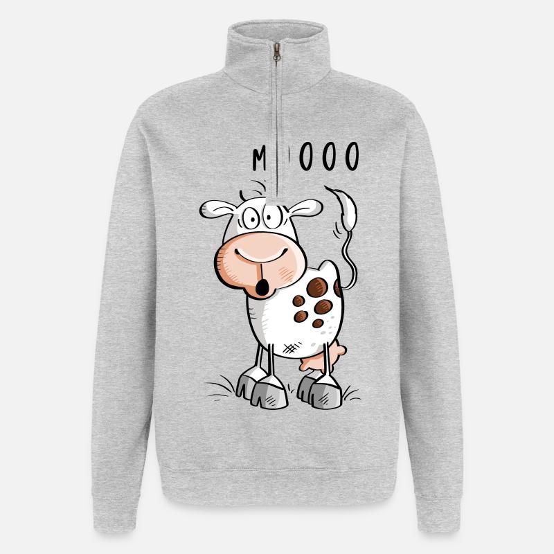 Mooo Kuh Comic - Kühe - Quarter-Zip-Sweatshirt - Grau meliert