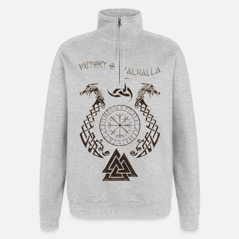 Viking symbol - Quarter-Zip Sweatshirt - heather grey