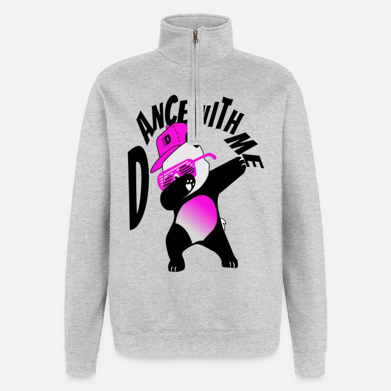 Panda Dance - Quarter-Zip-Sweatshirt - Grau meliert