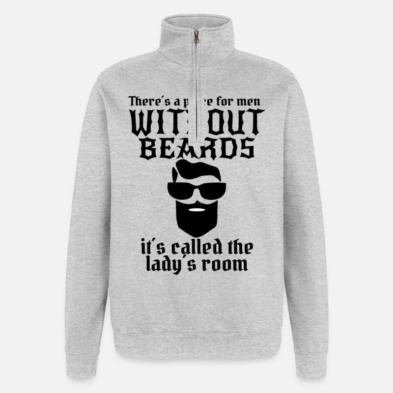 Mann mit Bart - Quarter-Zip-Sweatshirt - Grau meliert