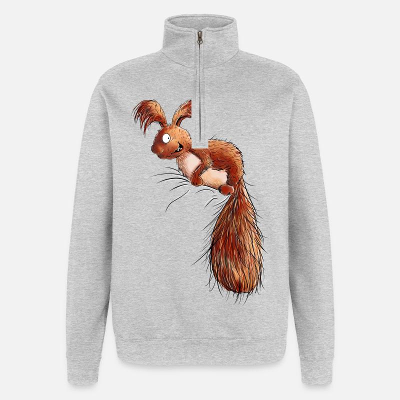 Drolliges Eichhörnchen Wildtier - Quarter-Zip-Sweatshirt - Grau meliert