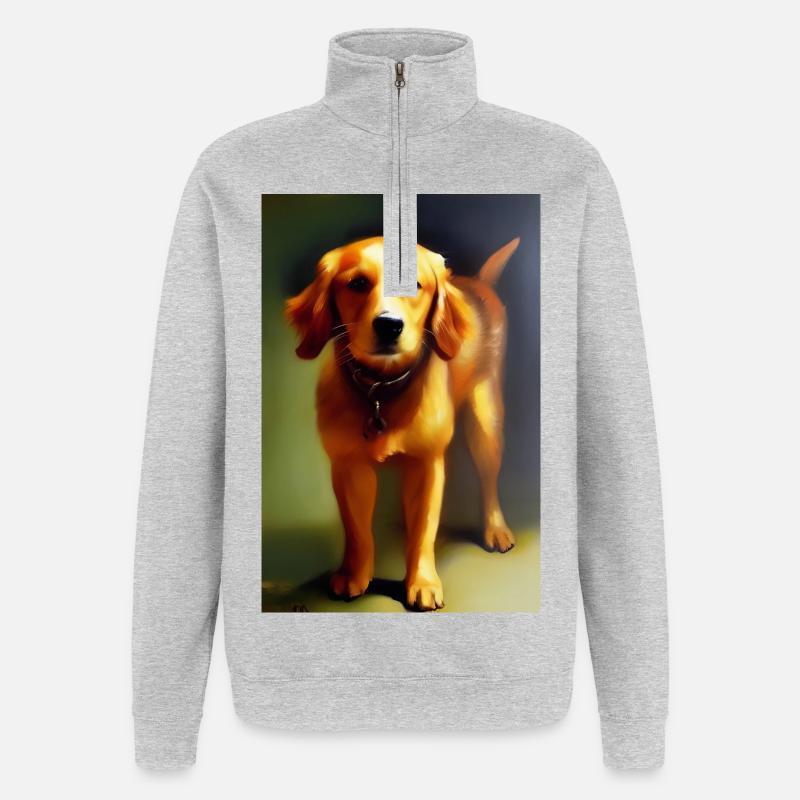 Hunde Bild - Quarter-Zip-Sweatshirt - Grau meliert