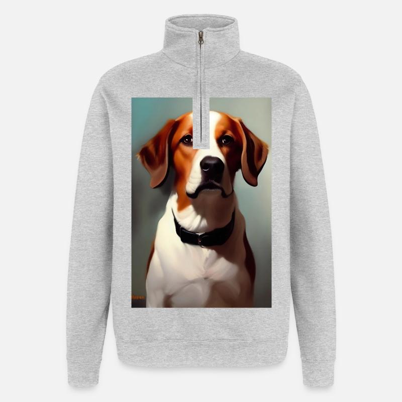 Hunde Bild - Quarter-Zip-Sweatshirt - Grau meliert