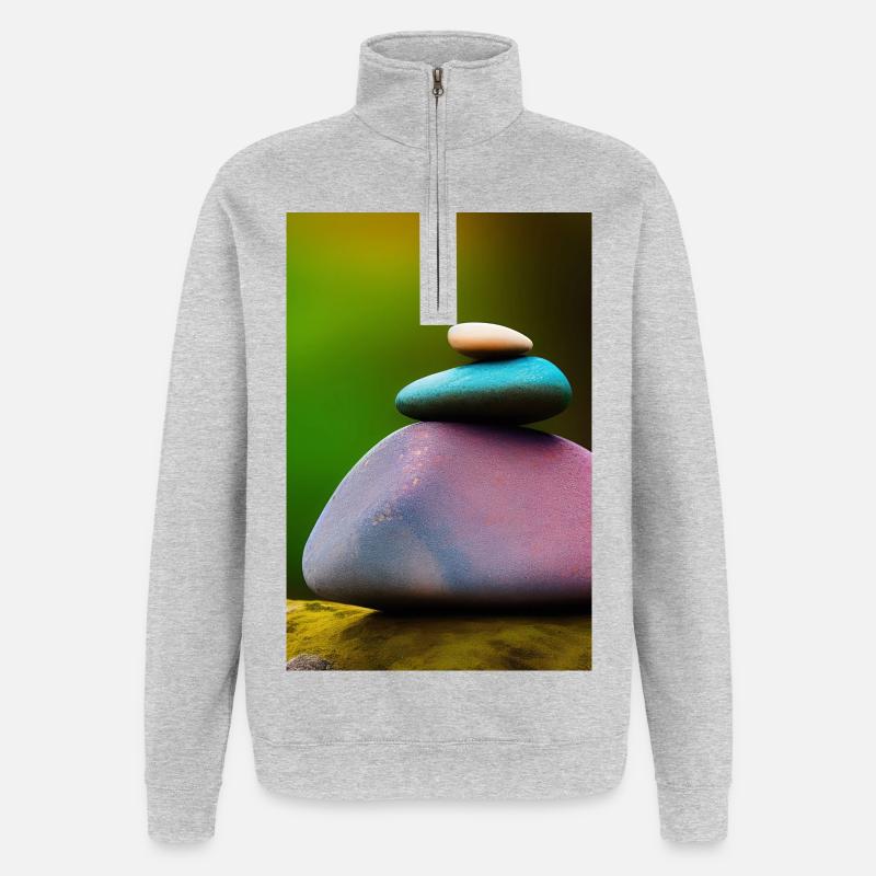 Bunte Steine - Quarter-Zip-Sweatshirt - Grau meliert