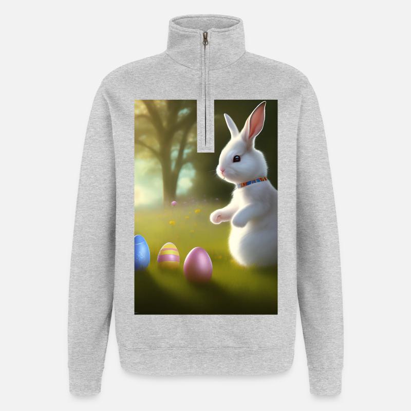 Easter Bunny with Easter Eggs - Quarter-Zip Sweatshirt - heather grey