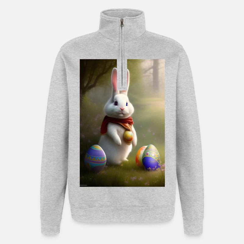 Easter Bunny with Easter Eggs - Quarter-Zip Sweatshirt - heather grey