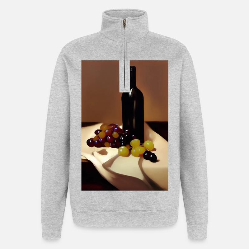 Wein Trinker - Quarter-Zip-Sweatshirt - Grau meliert