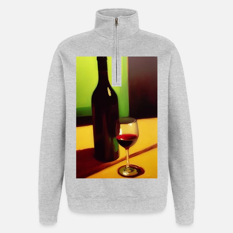 Wein Trinker - Quarter-Zip-Sweatshirt - Grau meliert