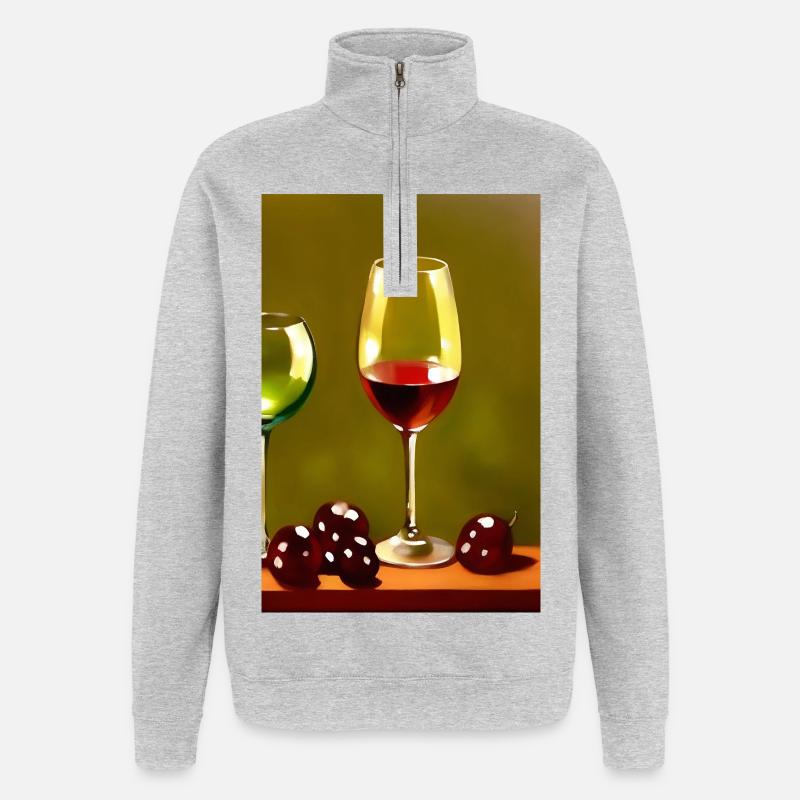 Wein Trinker - Quarter-Zip-Sweatshirt - Grau meliert