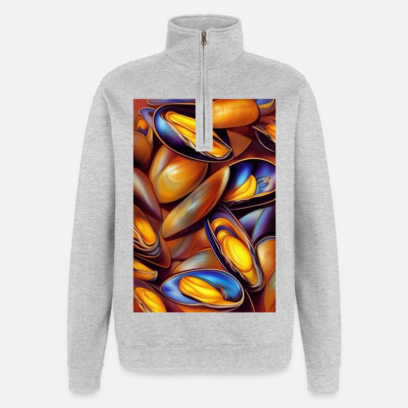 Moules - Sweat à zip 1/4 - gris chiné