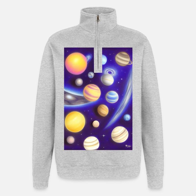 Space and planets - Quarter-Zip Sweatshirt - heather grey