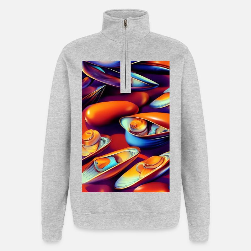 Moules - Sweat à zip 1/4 - gris chiné