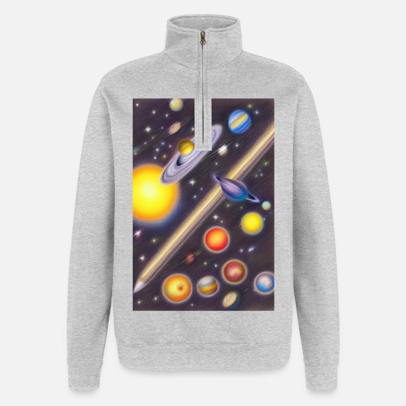 Space and planets - Quarter-Zip Sweatshirt - heather grey
