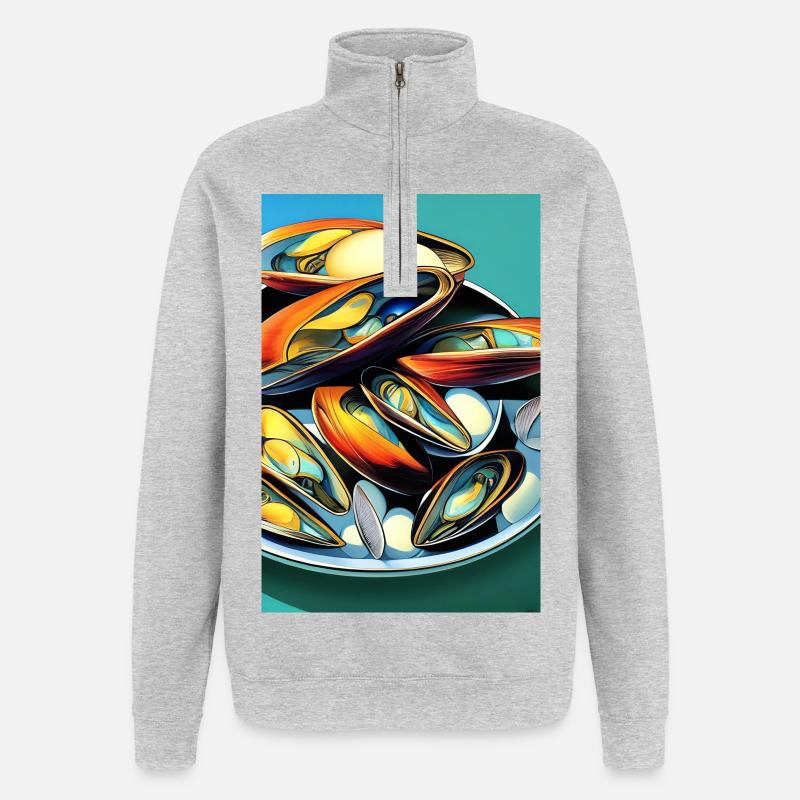 Moules - Sweat à zip 1/4 - gris chiné