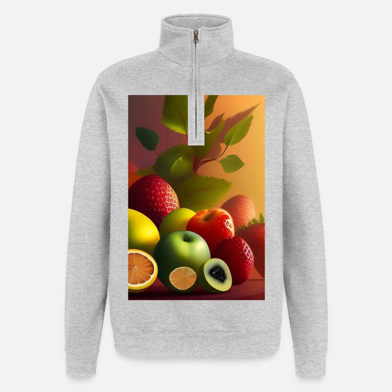 Fruit - Sweat à zip 1/4 - gris chiné