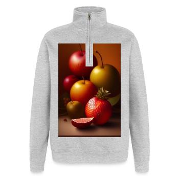 Fruit - Sweat à zip 1/4 - gris chiné - Devant - AI Model Female 172 light (172cm) & AI Model Male 178 dark (178cm)