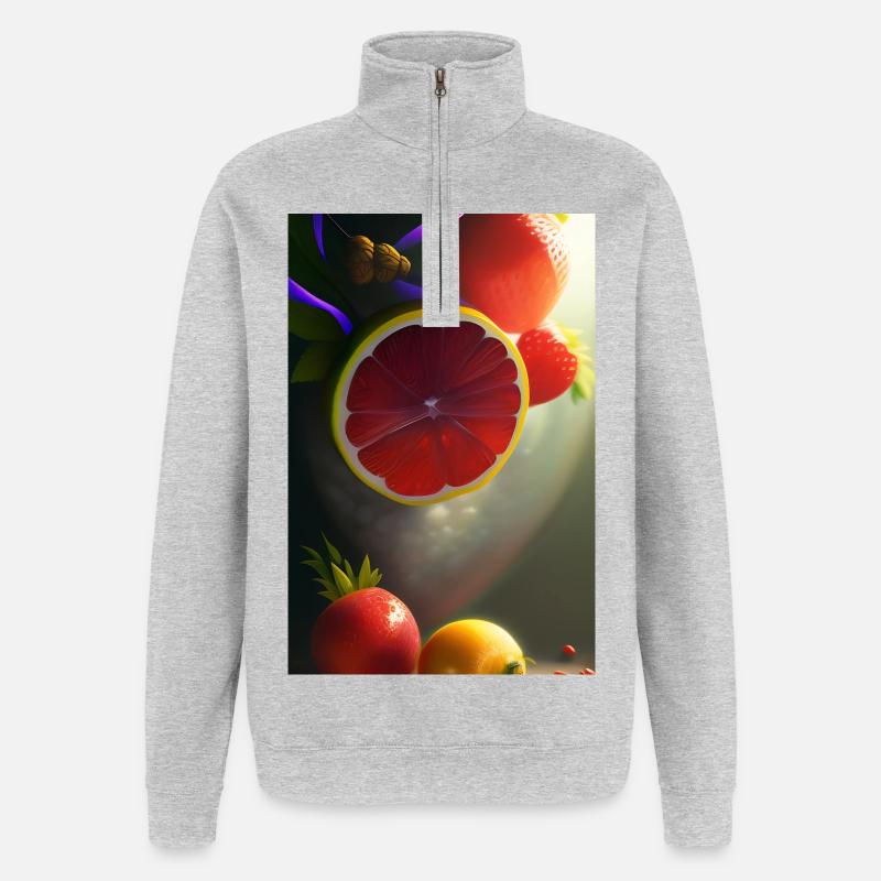 Fruit - Sweat à zip 1/4 - gris chiné