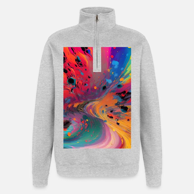 Abstrakte Kunst - Quarter-Zip-Sweatshirt - Grau meliert