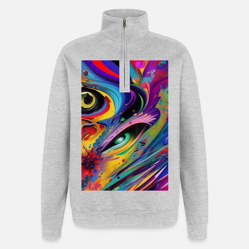 Abstrakte Kunst - Quarter-Zip-Sweatshirt - Grau meliert
