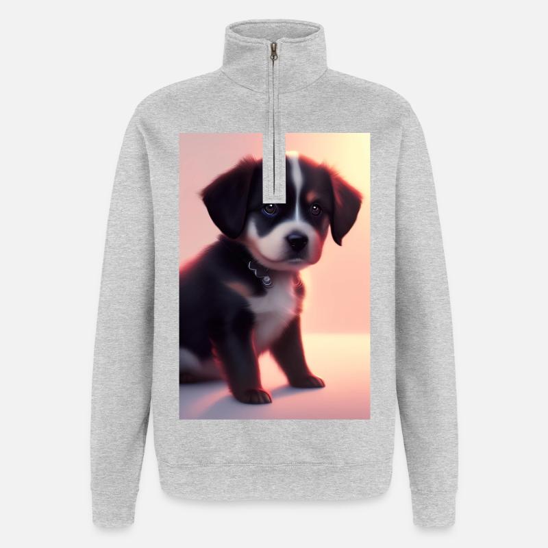 Bébé chien - Sweat à zip 1/4 - gris chiné
