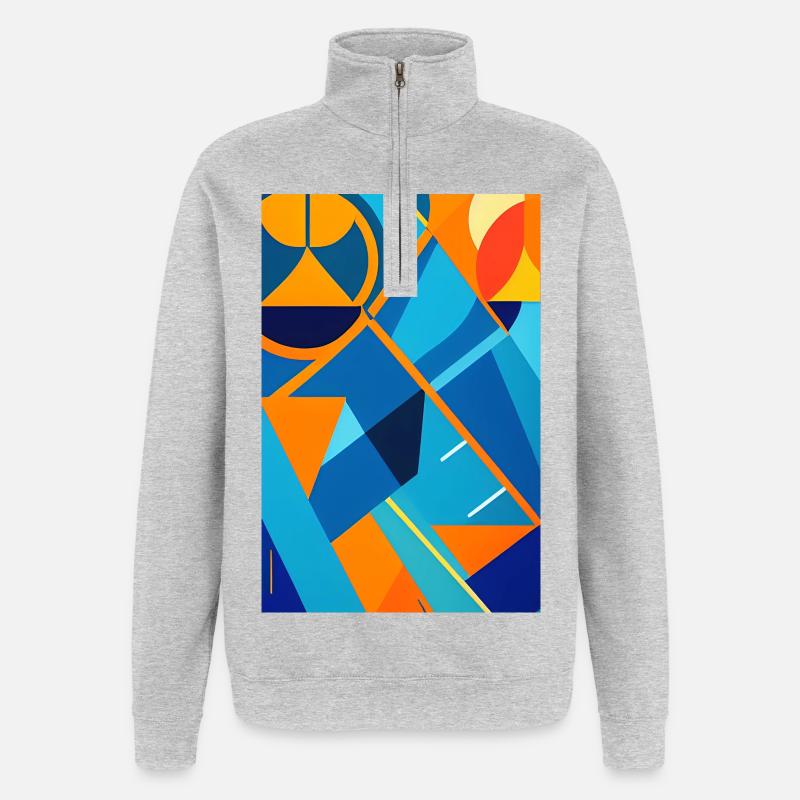 Abstrakte Kunst - Quarter-Zip-Sweatshirt - Grau meliert