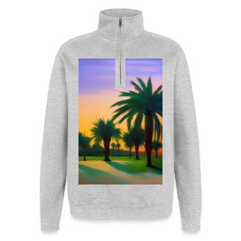 Arabische Wüste - Quarter-Zip-Sweatshirt - Grau meliert - Vorne - AI Model Female 172 light (172cm) & AI Model Male 178 dark (178cm)