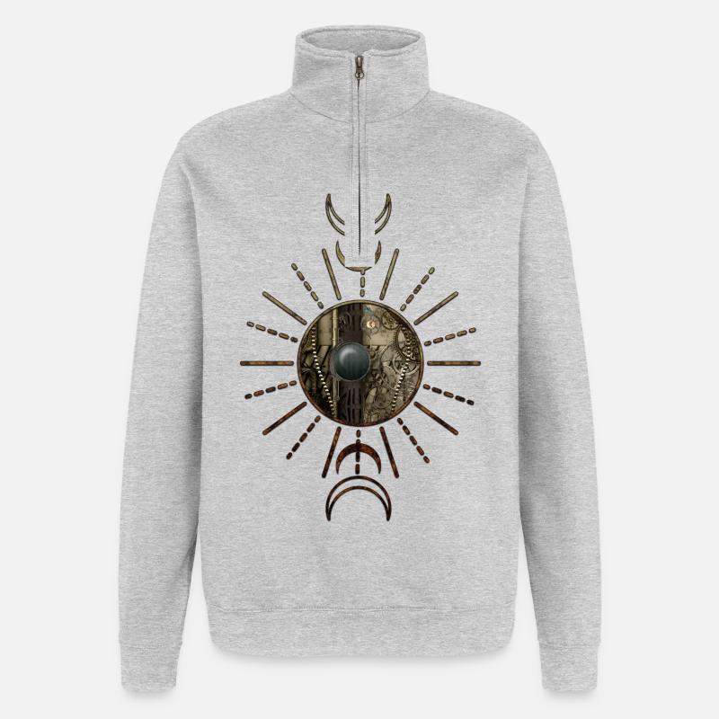 Die Schönheit des Steampunk-Designs - Quarter-Zip-Sweatshirt - Grau meliert