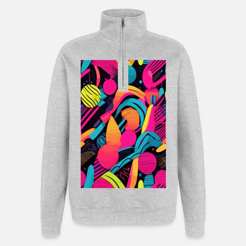Modernes Abstraktes Muster - Quarter-Zip-Sweatshirt - Grau meliert