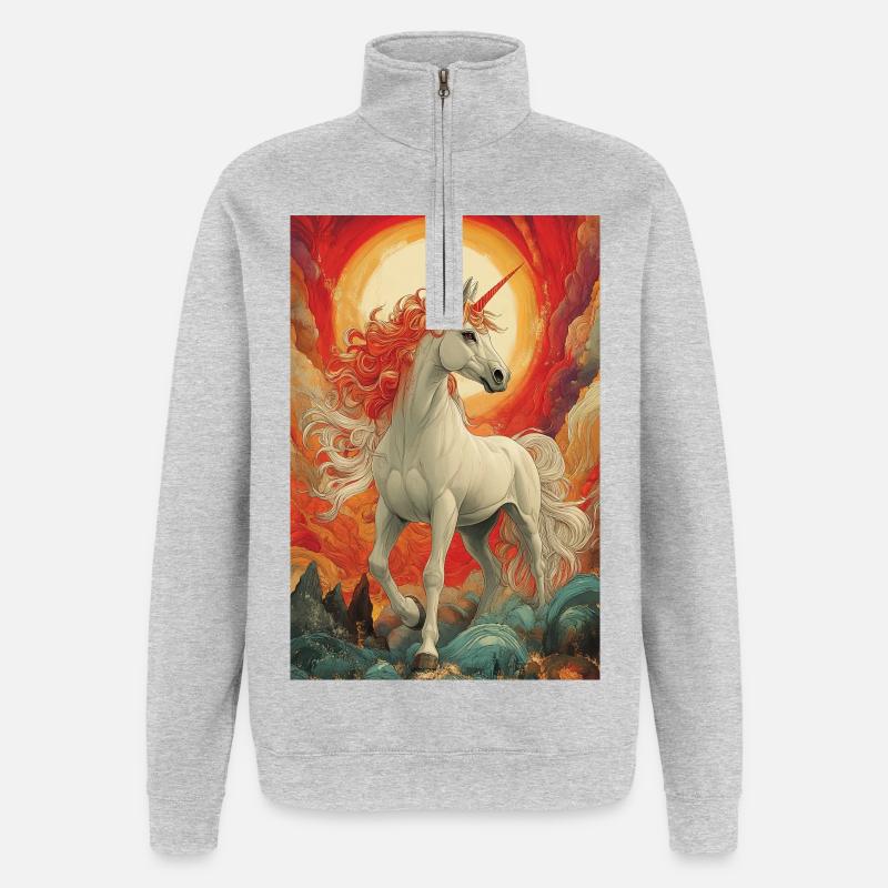 Fire Sky Unicorn - Quarter-Zip Sweatshirt - heather grey