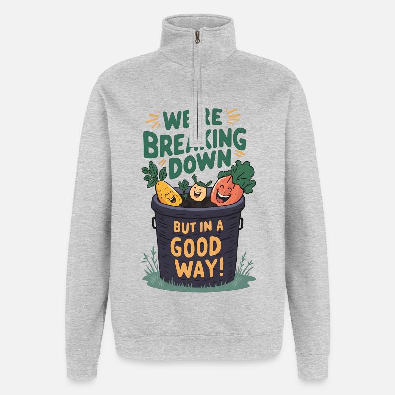 Décomposition du compost - Sweat à zip 1/4 - gris chiné