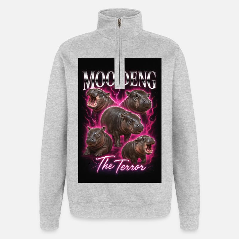 Muh Deng: Der Schrecken - Quarter-Zip-Sweatshirt - Grau meliert