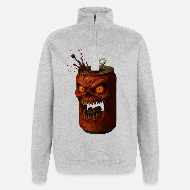 Wütige Horror Dose - Quarter-Zip-Sweatshirt - Grau meliert